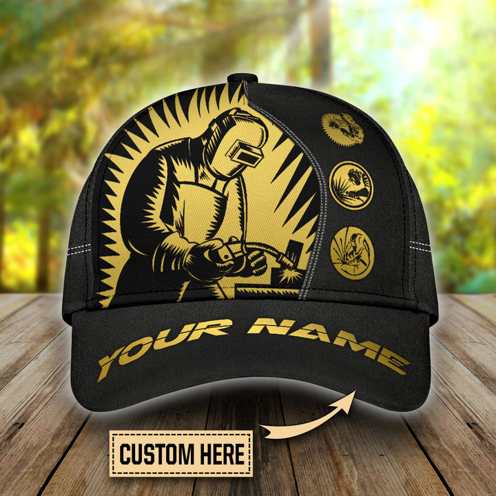  Custom Name Yellow Welder Classic Welding Cap