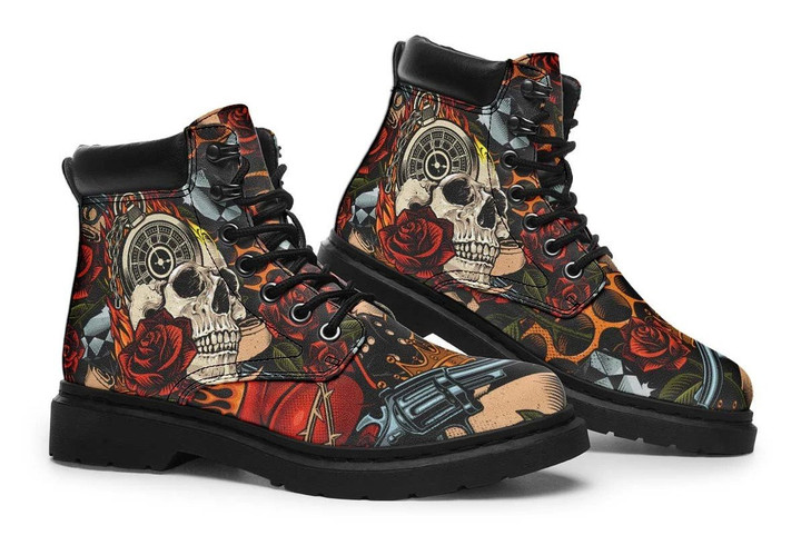  D Skull Boots Gun And Roses