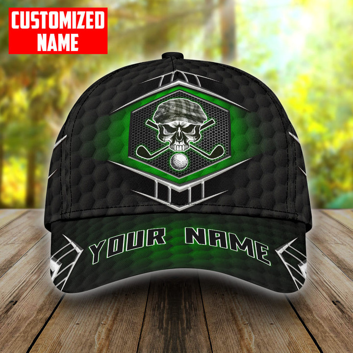  Custom Name Golf Skull Classic Cap
