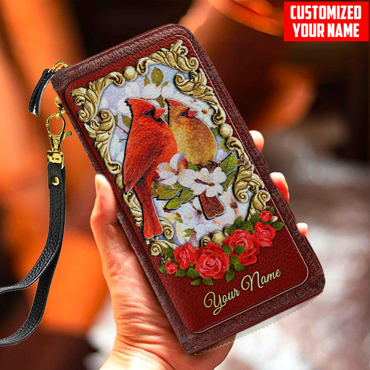  Customized Name Cardinal All Over Printed Leather Wallet