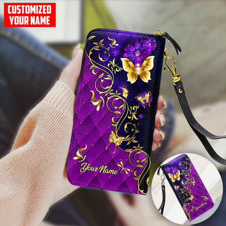  Personalized Butterfly All Over Printed Leather Wallet