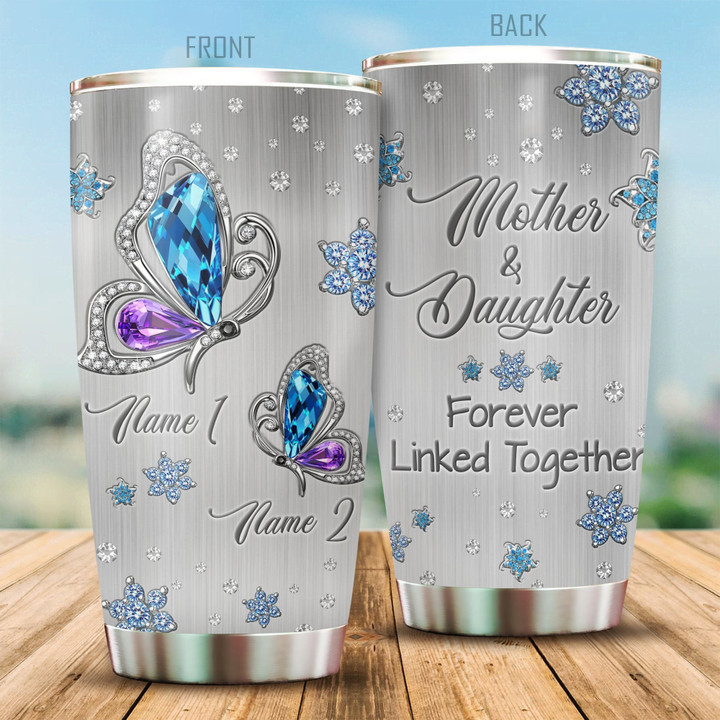  Personalized Name Butterfly Steel Stainless Tumbler For Mother & Daughter PH