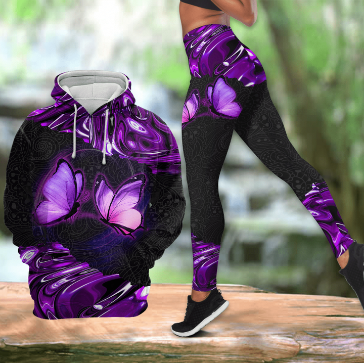  Purple Butterfly Hoodie + Legging
