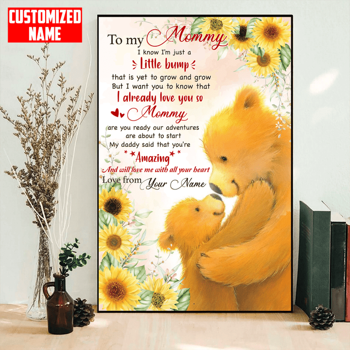  Personalized Teddy Bear To My Mommy Mother's Day Portrait Canvas Print - Wall Art Poster