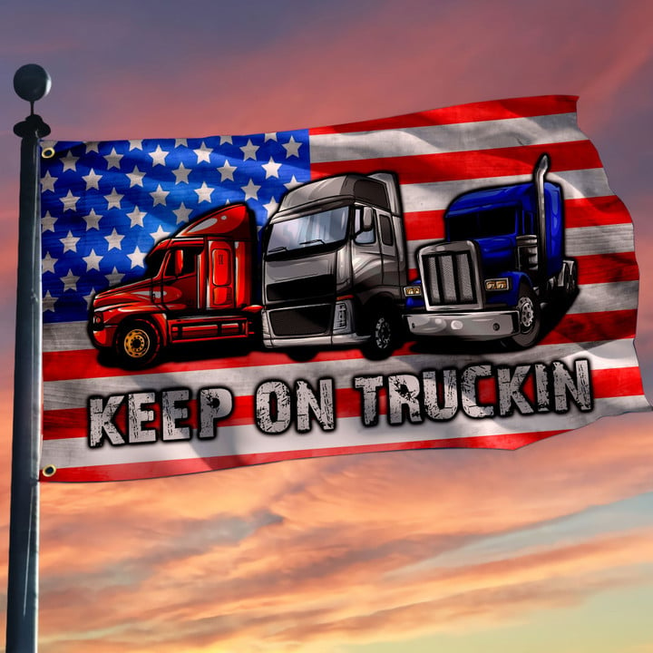  Trucker Keep On Truckin Flag