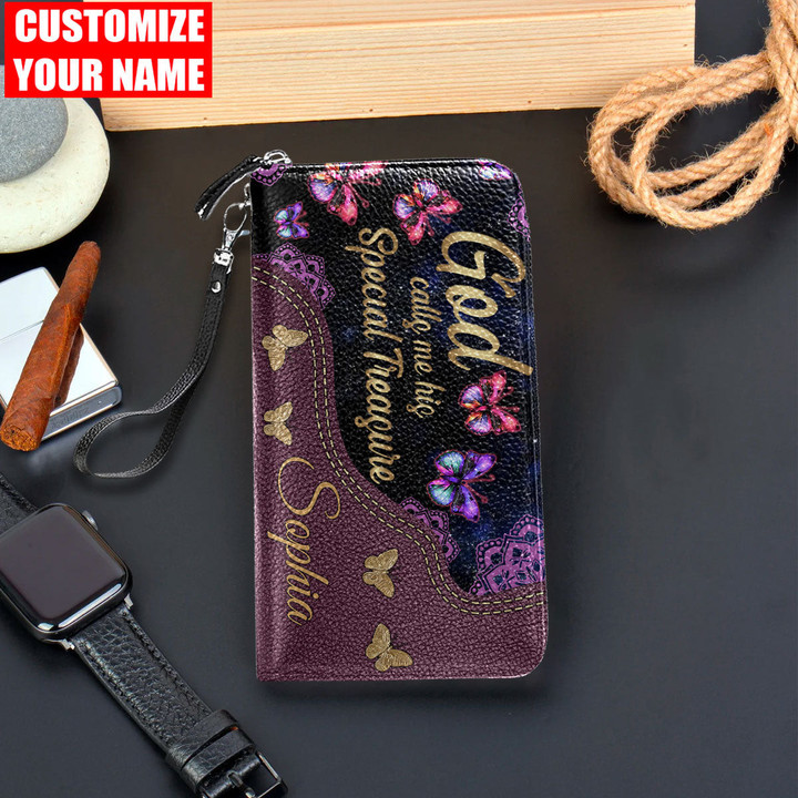  Personalized Name Butterfly Printed Leather Wallet
