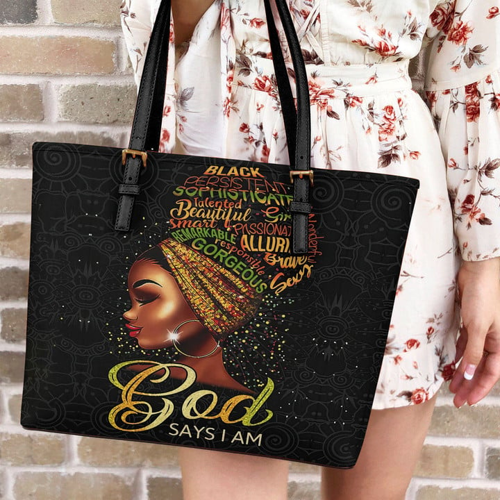 Juneteenth  God Says You Are African D Printed Leather Handbag