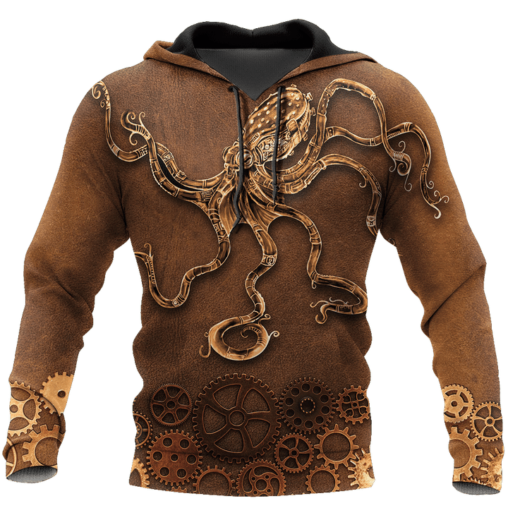  Octopus Steampunk Mechanic All Over Printed Hoodie For Men and Women TN