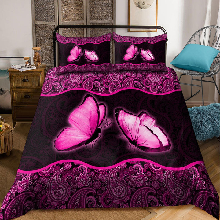  Butterfly Bedding Set Pink Color