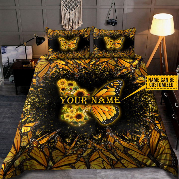  Custom Yellow Butterfly Bedding Set