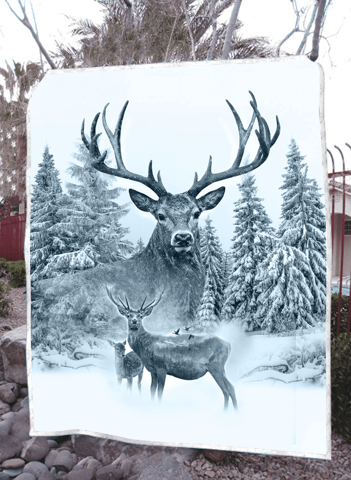  White Deer Hunting Blanket