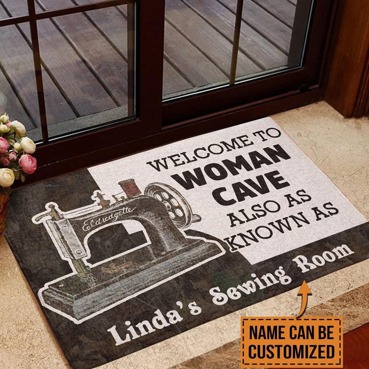 Welcome To Woman Cave Also As Known As Personalized Sewing Doormat