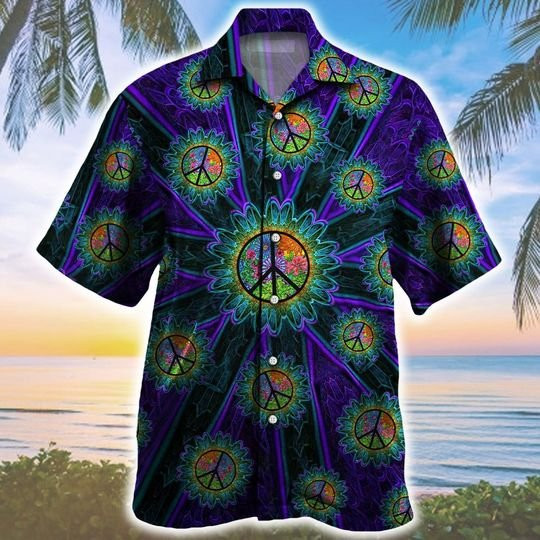Trippy Peace Sign Pattern Hawaiian Shirt