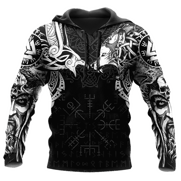 Beebuble Viking Fenrir Wolf And Raven Tattoo All Over Printed Unisex Shirts