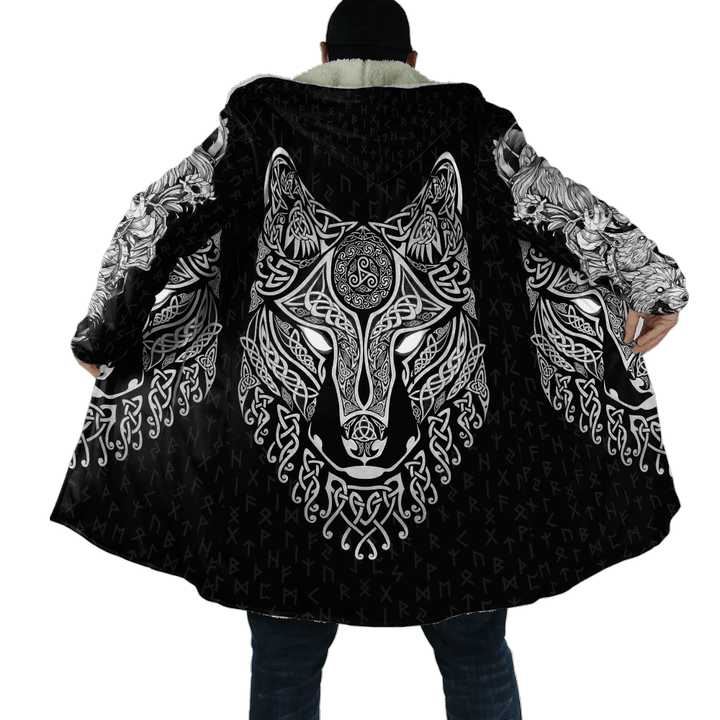 Beebuble Wolf Viking Black White 3D All Over Printed Cloak KL06092202