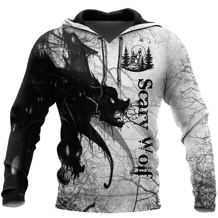 Beebuble Scary Wolf Unisex Deluxe Hoodie ML