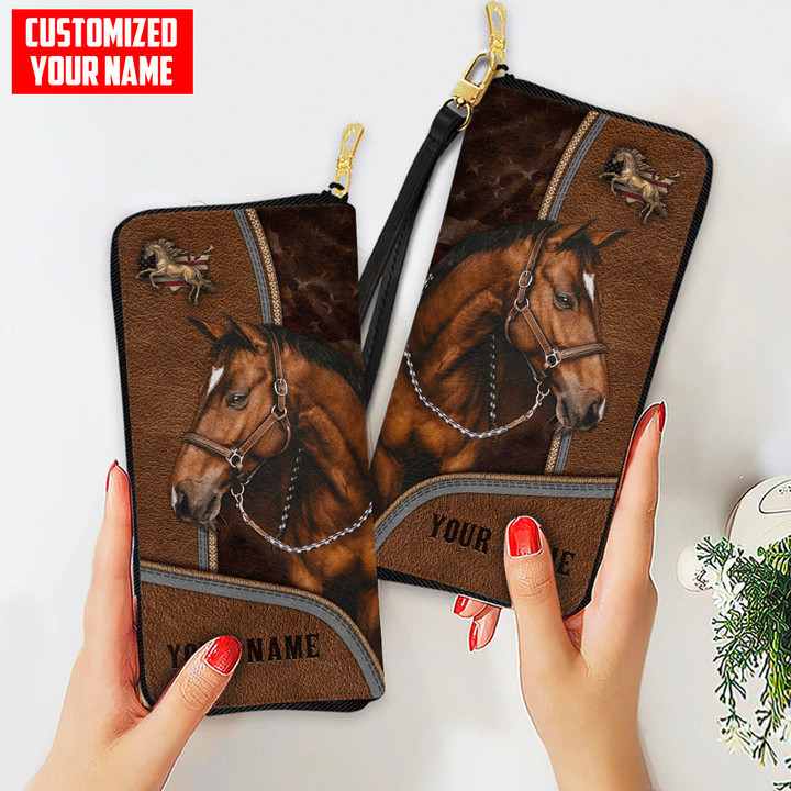 Beebuble Customized Name Horse Printed Leather Wallet PH