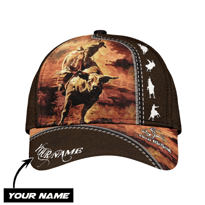 Beebuble Personalized Name Bull Riding Classic Cap Rodeo Art