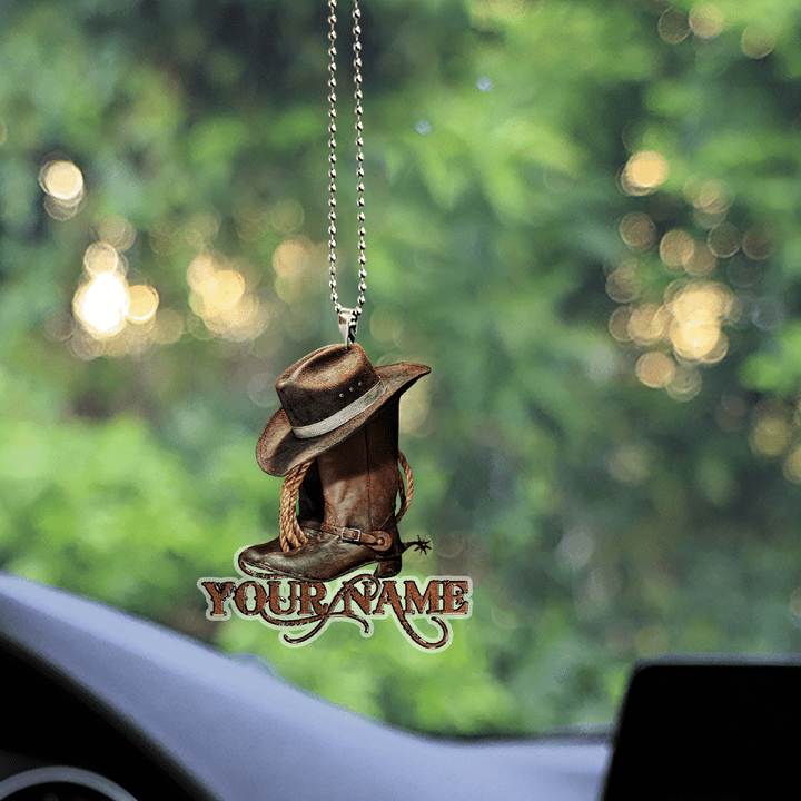 Beebuble Cowboy Personalized Name Unique Design Car Hanging Ornament