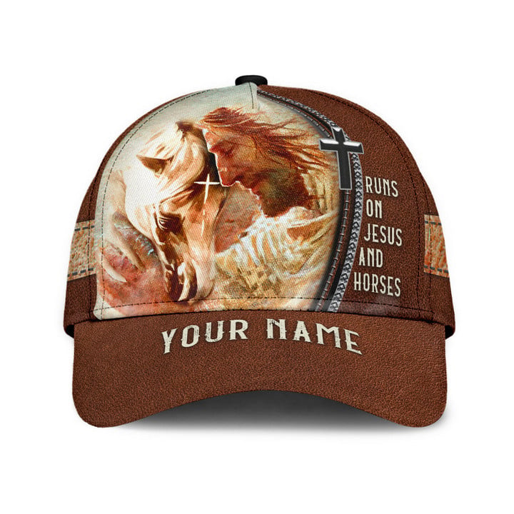 Beebuble Personalized Name Rodeo Classic Cap Runs On Jesus And Horses Ver