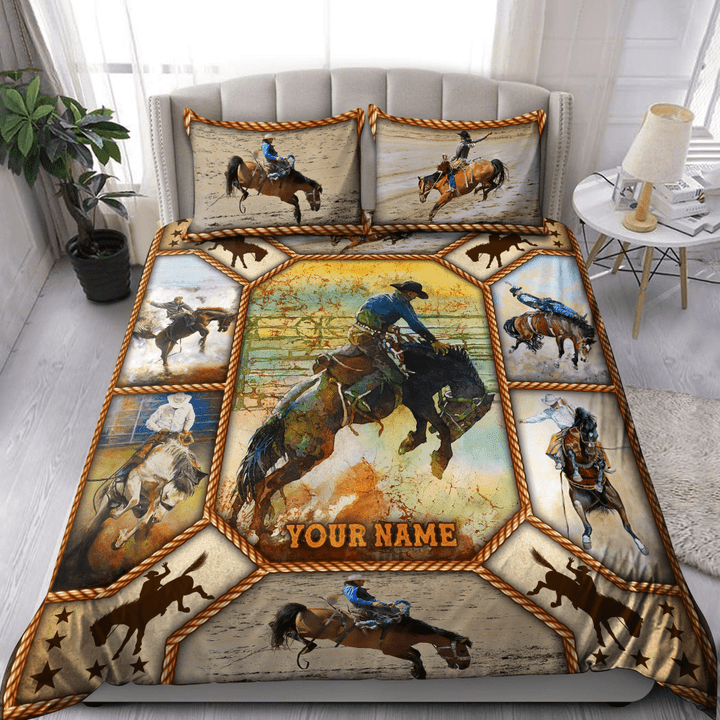 Beebuble Personalized Name Rodeo Bedding Set Horse Riding Art