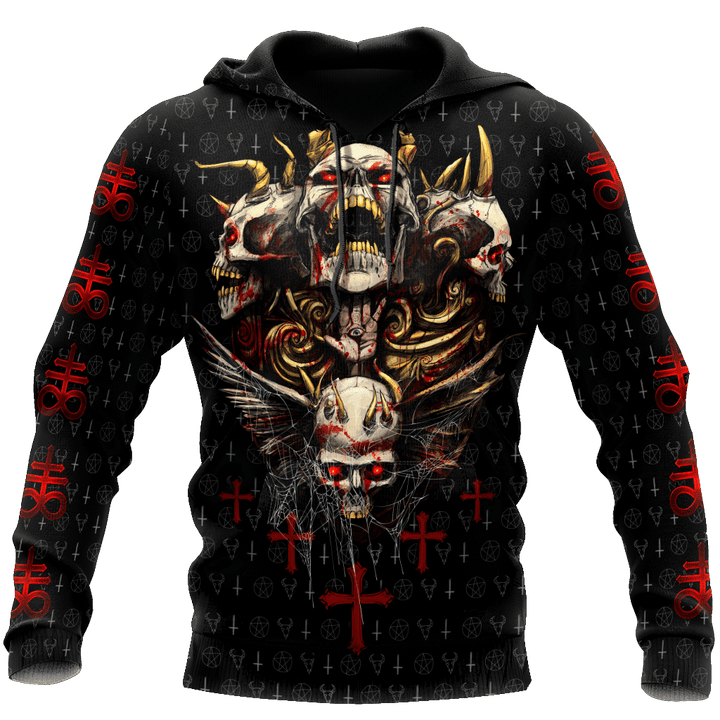 Beebuble Red Eyes Skull Hoodie For Men And Women JJ