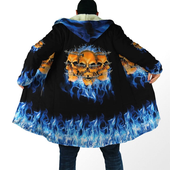 Beebuble Skull On Blue Fire Cloak For Men And Women TQH
