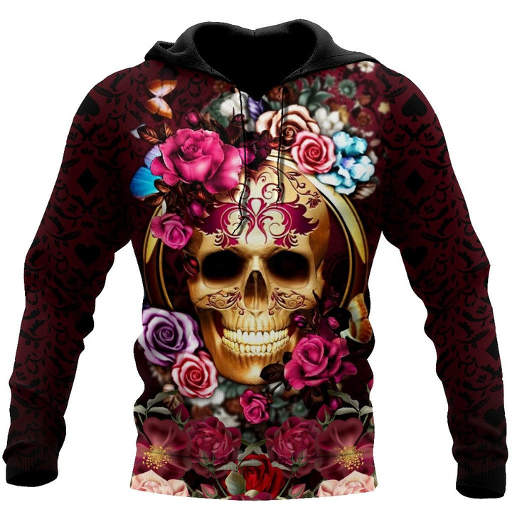 Beebuble Floral Skull Hoodie For Men And Women TQH