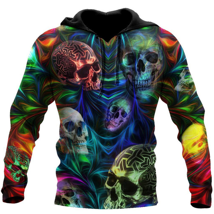 Beebuble Colorful Skulls Art Hoodie For Men And Women DQB