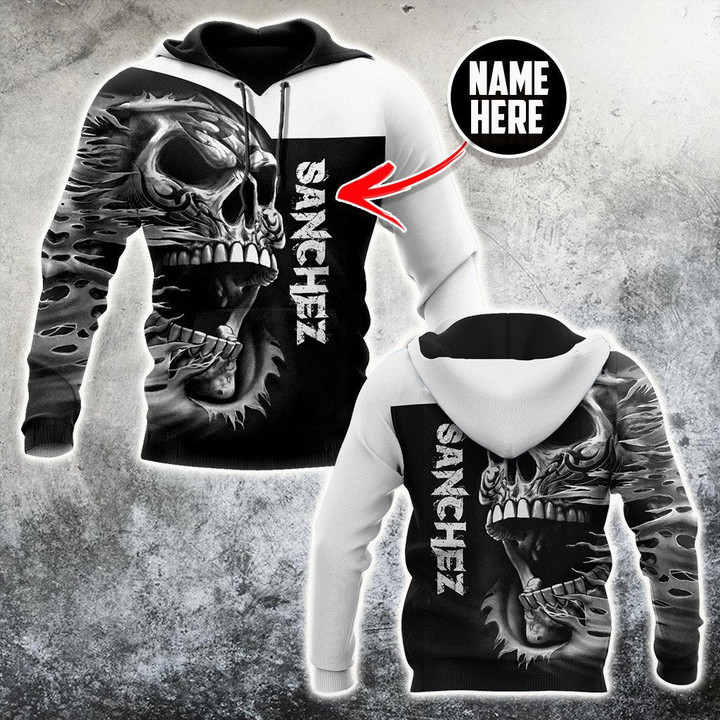 Beebuble Customize Name Skull Hoodie For Men And Women TNA