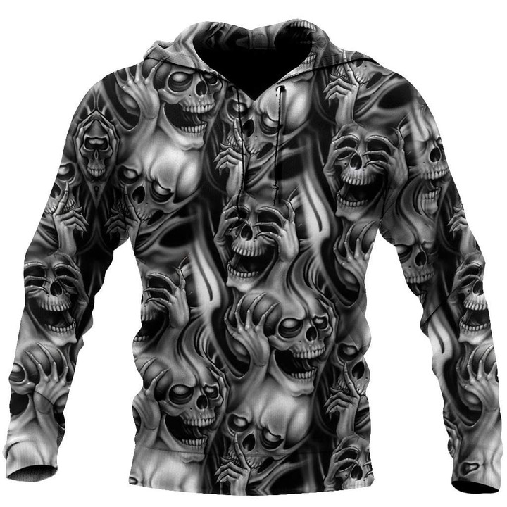 Beebuble Three Wise Skulls Art Hoodie For Men And Women