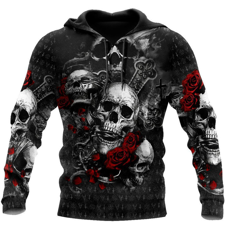 Beebuble Skulls On The Roses Hoodie For Men And Women JJW