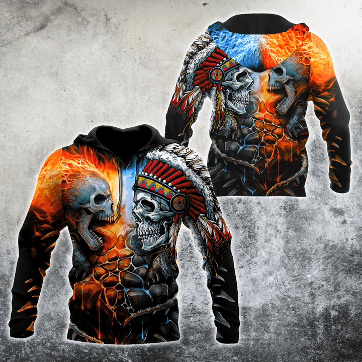 Beebuble Lightning Skull And Native Hoodie For Men And Women