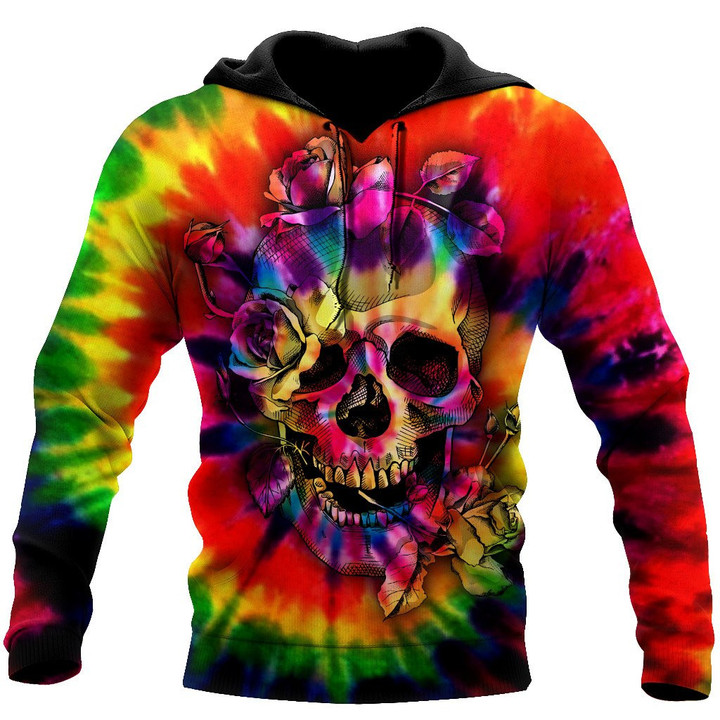Beebuble Tie Dye Skulls Hoodie For Men And Women DQB