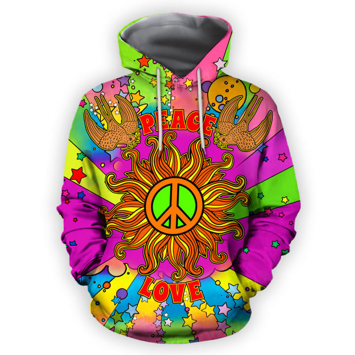 Beebuble Hippie Peace Love All Over Printed Unisex Shirts