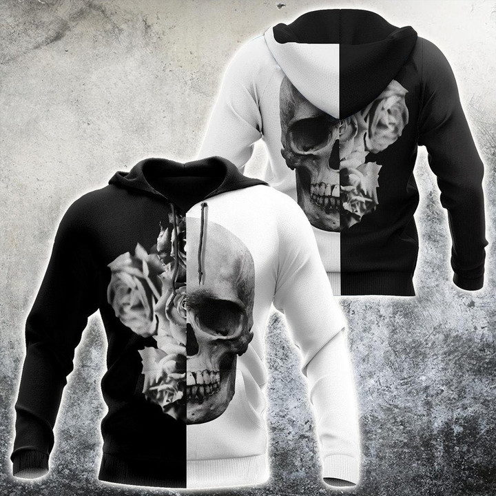 Beebuble Black And White -Skull And Roses Unisex Shirts TNA