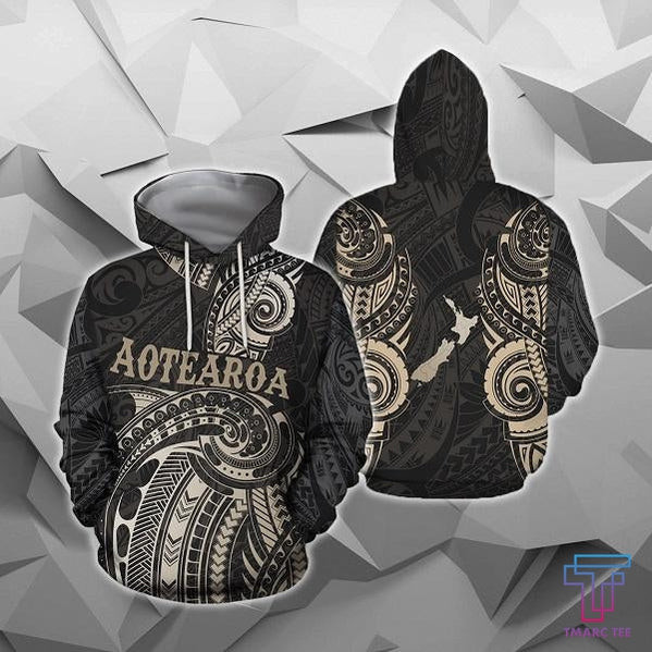 Maori Tattoo with Map New Zealand All Over Hoodie HC0805 - Amaze Style™-Apparel