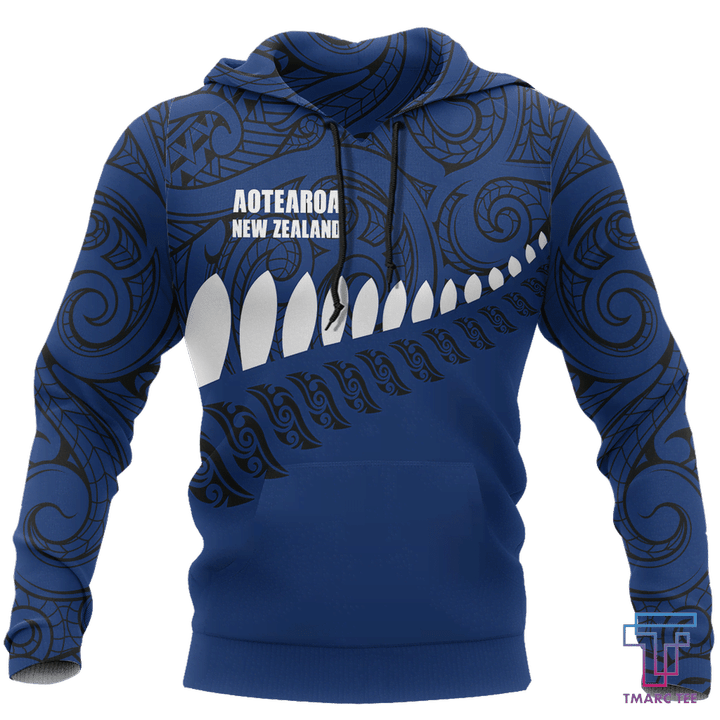 New Zealand Aotearoa Pullover Hoodie Blue HC - Amaze Style™-Apparel