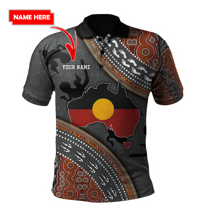 Custom name Aboriginal dots Zip pattern printed Polo shirts Tmarc Tee