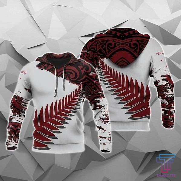 New Zealand Maori Fern Red Edition Zip Hoodie HC0802 - Amaze Style™-Apparel