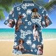 German Shorthaired Pointer Blue Tribal Pattern Hawaiian Shirt
