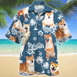 Shiba Inu Dog Blue Tribal Pattern Hawaiian Shirt