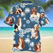 Basset Hound Dog Blue Tribal Pattern Hawaiian Shirt