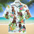Chesapeake Bay Retriever Dog Tropical Flower Hawaiian Shirt
