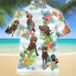 Chesapeake Bay Retriever Dog Tropical Flower Hawaiian Shirt