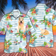 Golden Retriever Dog Lovers Striped Hawaiian Shirt