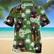 Rottweiler Green Tribal Pattern Hawaiian Shirt
