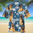 German Shepherd Dog Lovers Blue Tribal Pattern Hawaiian Shirt