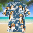 Beagle Dog Lovers Blue Tribal Pattern Hawaiian Shirt