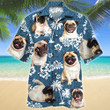 Pug Dog Lovers Blue Tribal Pattern Hawaiian Shirt